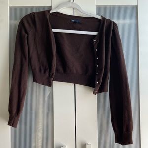 brown cardigan